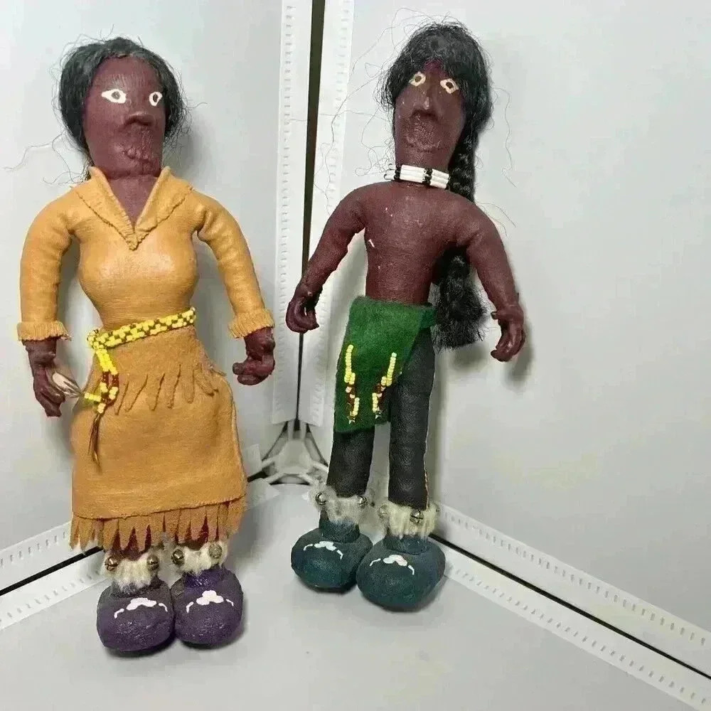 Handmade Vintage Lowell And Lanega Dolls 9” Native American